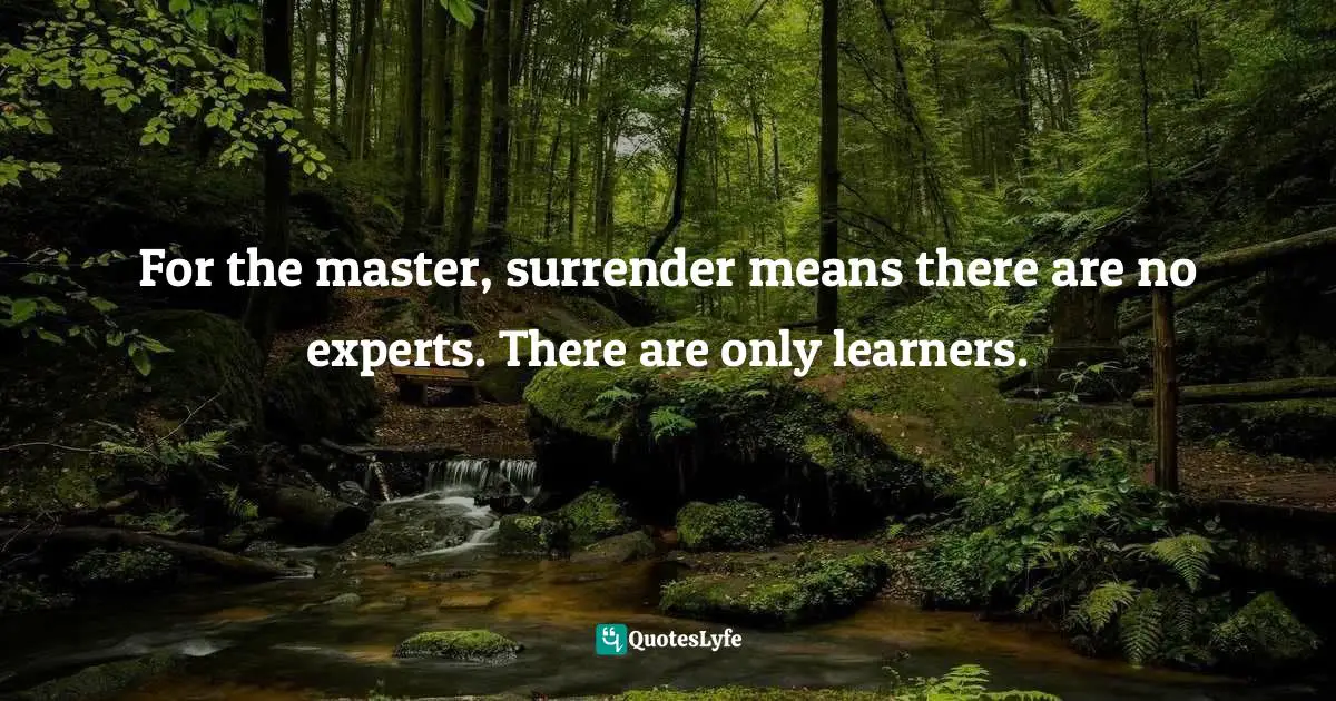 For the master, surrender means there are no experts. There are only learners.