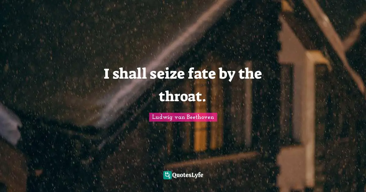 I shall seize fate by the throat.