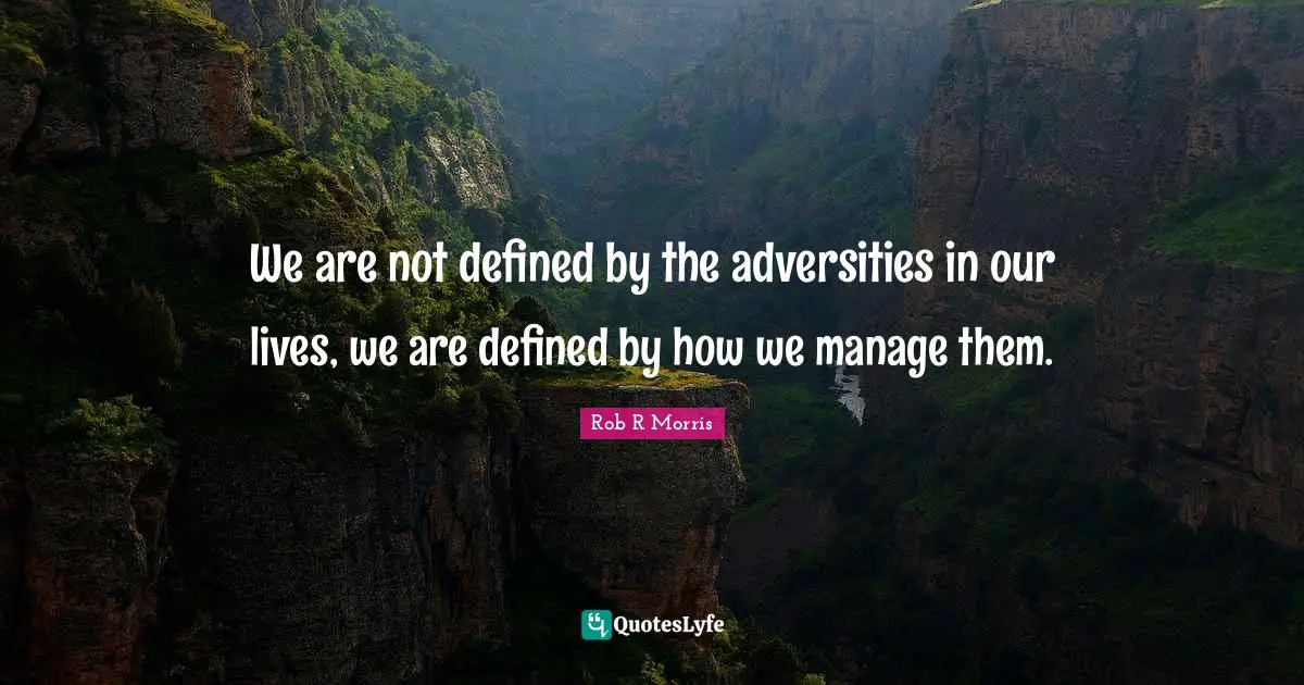 We are not defined by the adversities in our lives, we are defined by how we manage them.