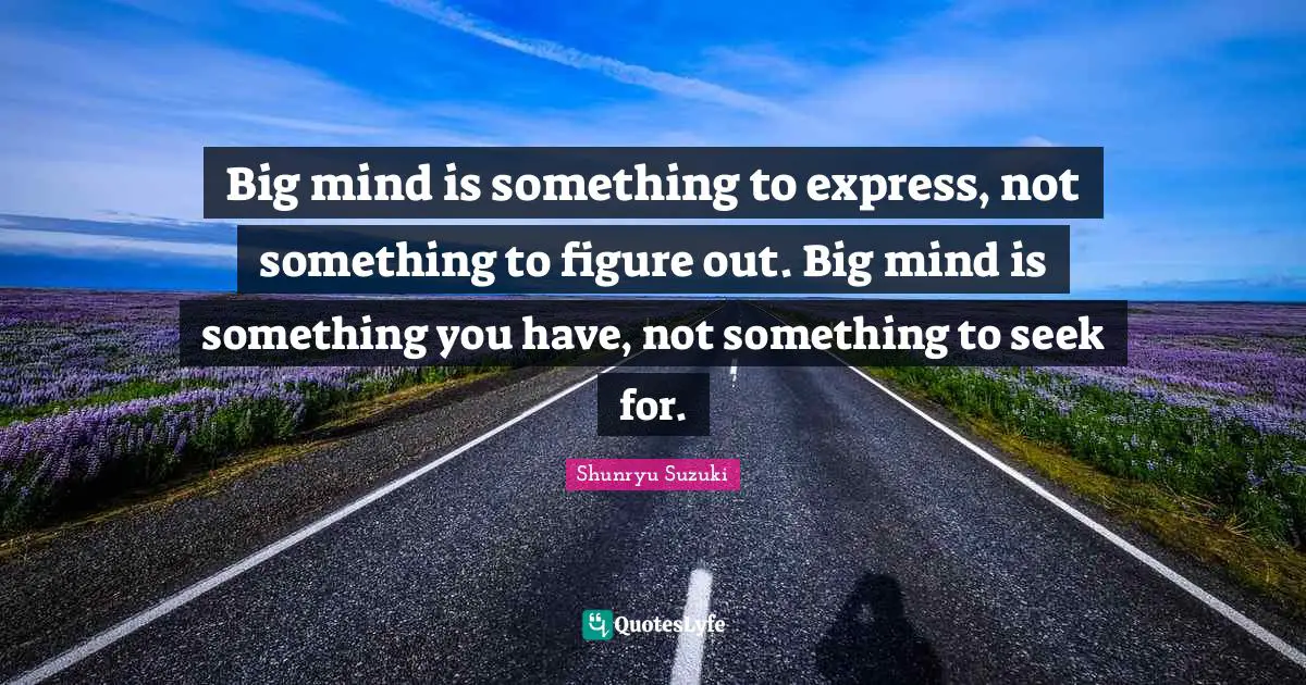 Big mind is something to express, not something to figure out. Big mind is something you have, not something to seek for.