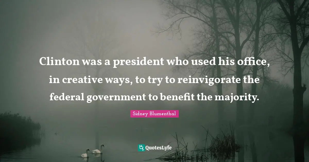 Clinton was a president who used his office, in creative ways, to try to reinvigorate the federal government to benefit the majority.