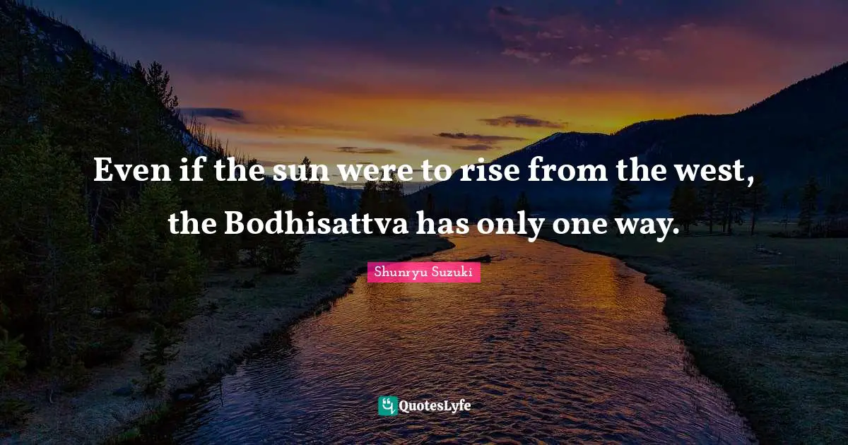 Even if the sun were to rise from the west, the Bodhisattva has only one way.
