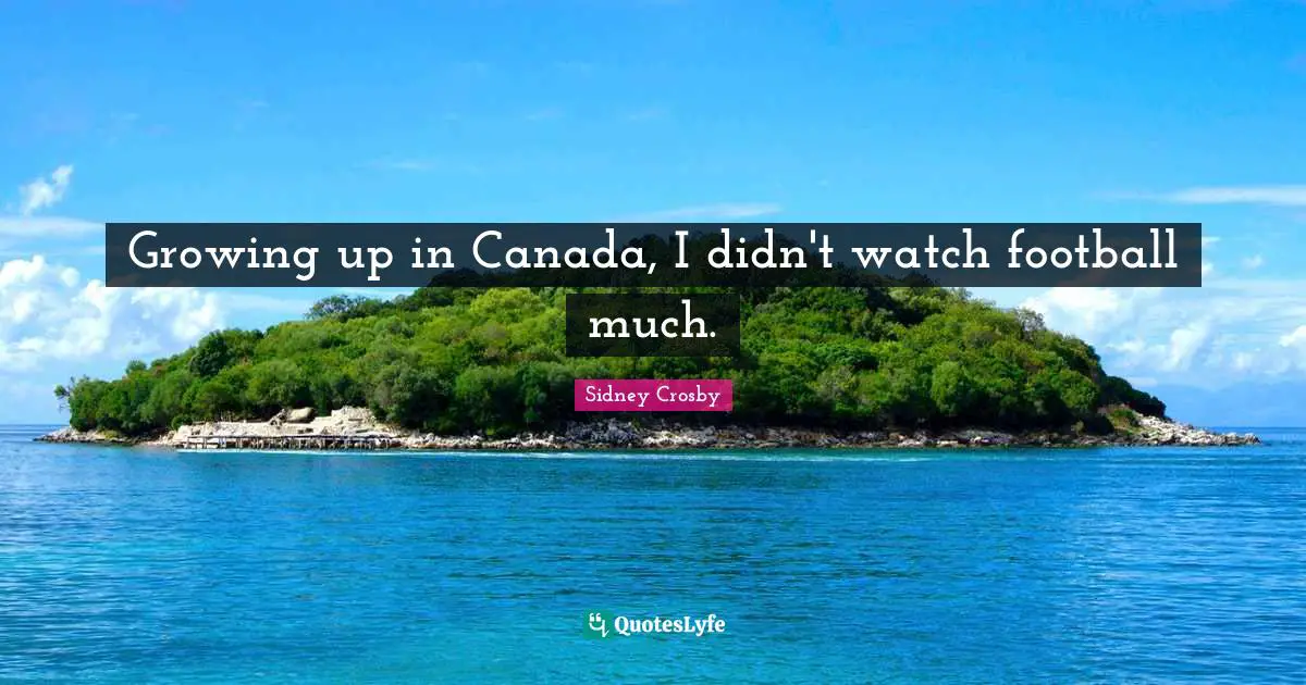 Growing up in Canada, I didn't watch football much.