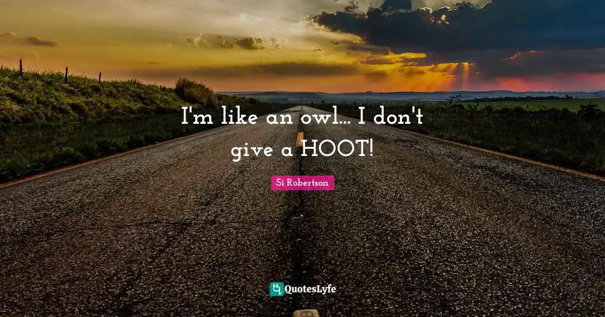 I'm like an owl... I don't give a HOOT!