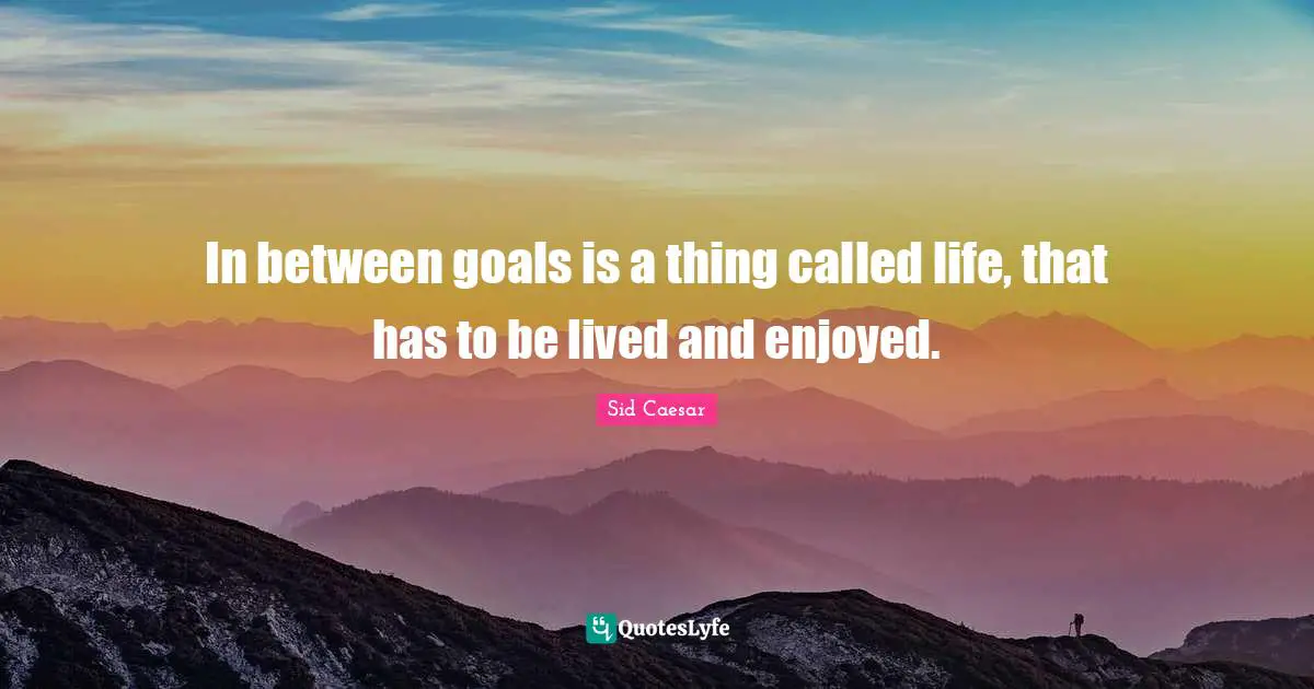 In between goals is a thing called life, that has to be lived and enjoyed.