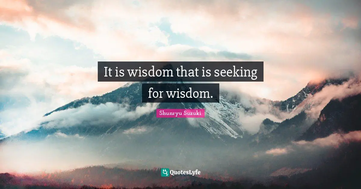 It is wisdom that is seeking for wisdom.