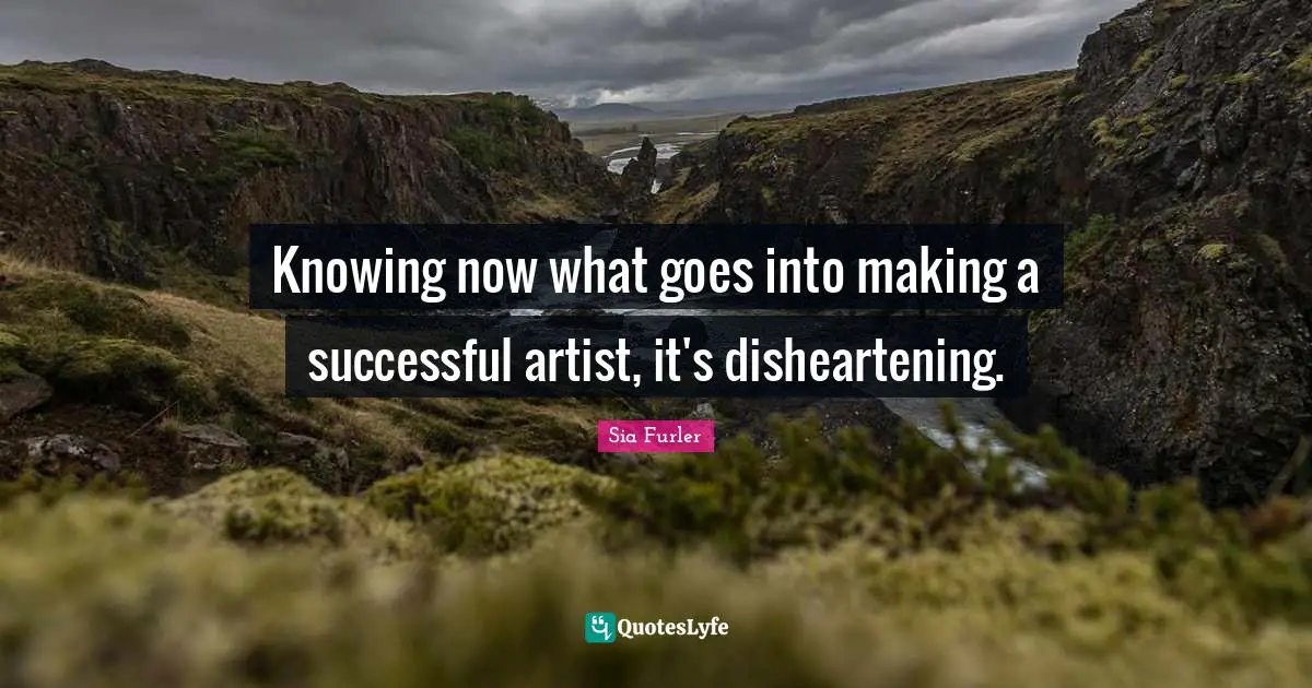 Knowing now what goes into making a successful artist, it's disheartening.