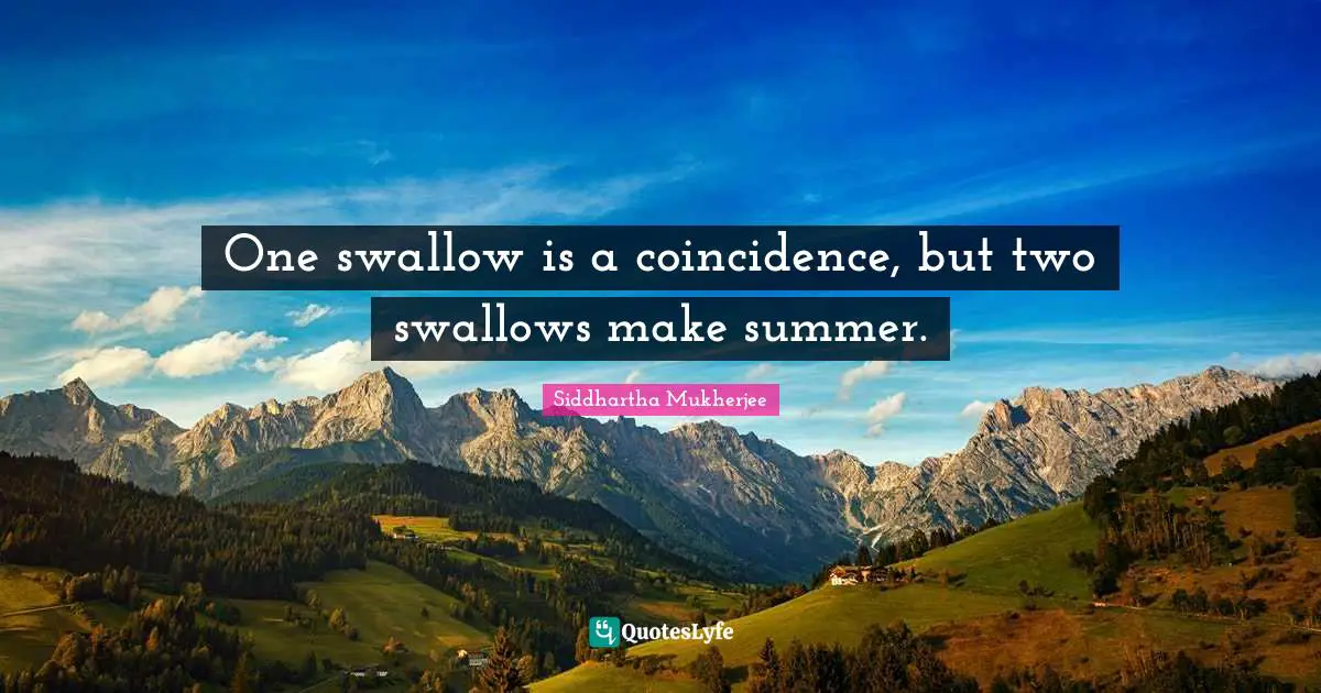 One swallow is a coincidence, but two swallows make summer.