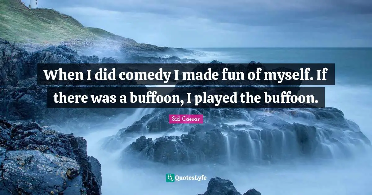 When I did comedy I made fun of myself. If there was a buffoon, I played the buffoon.