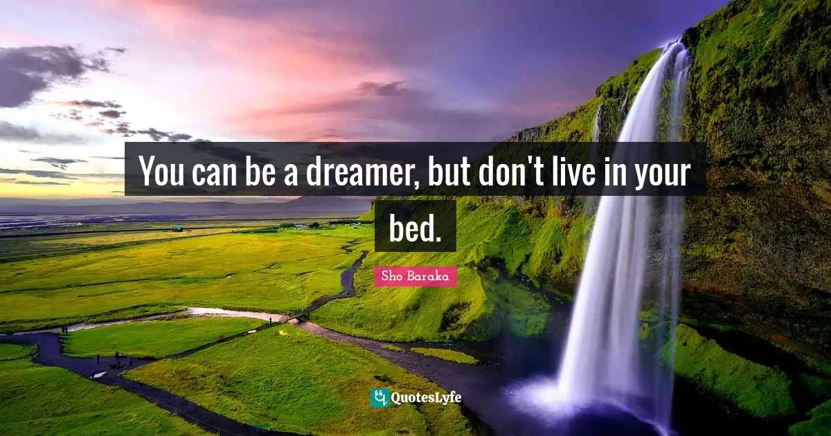 Sho Baraka Quotes: "You can be a dreamer, but don't live in your bed."