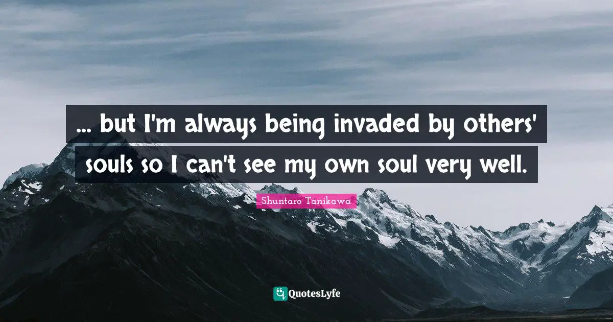 ... but I'm always being invaded by others' souls so I can't see my own soul very well.