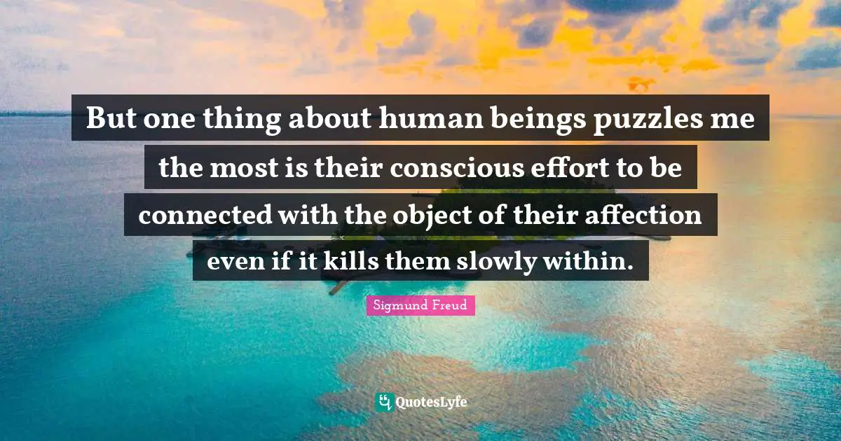 But one thing about human beings puzzles me the most is their conscious effort to be connected with the object of their affection even if it kills them slowly within.