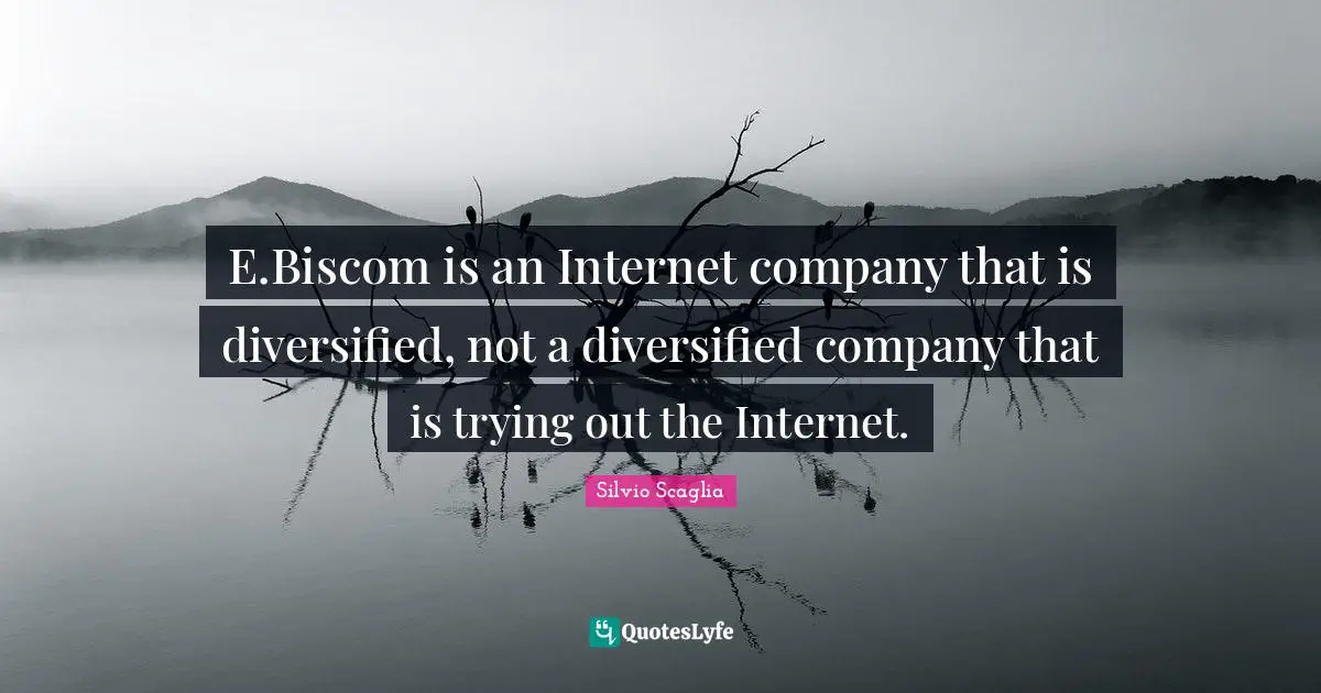 E.Biscom is an Internet company that is diversified, not a diversified company that is trying out the Internet.