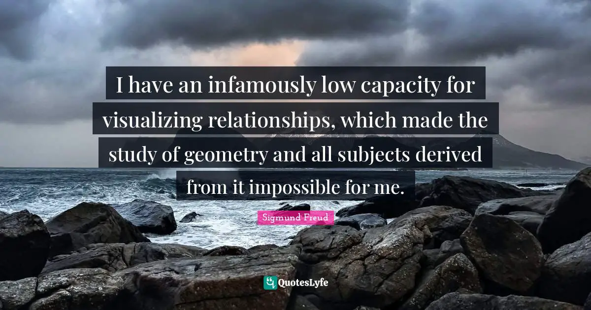 I have an infamously low capacity for visualizing relationships, which made the study of geometry and all subjects derived from it impossible for me.