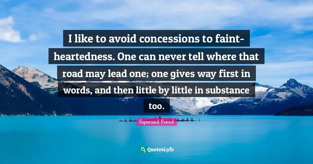 I like to avoid concessions to faint-heartedness. One can never tell where that road may lead one; one gives way first in words, and then little by little in substance too.