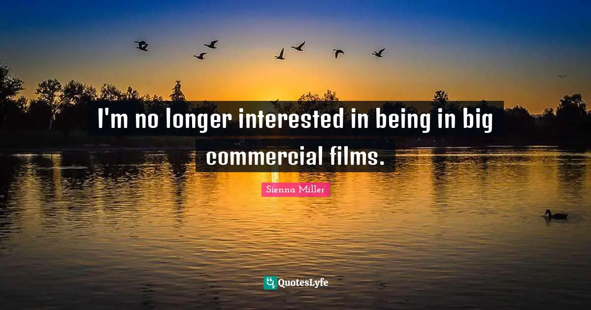 I'm no longer interested in being in big commercial films.