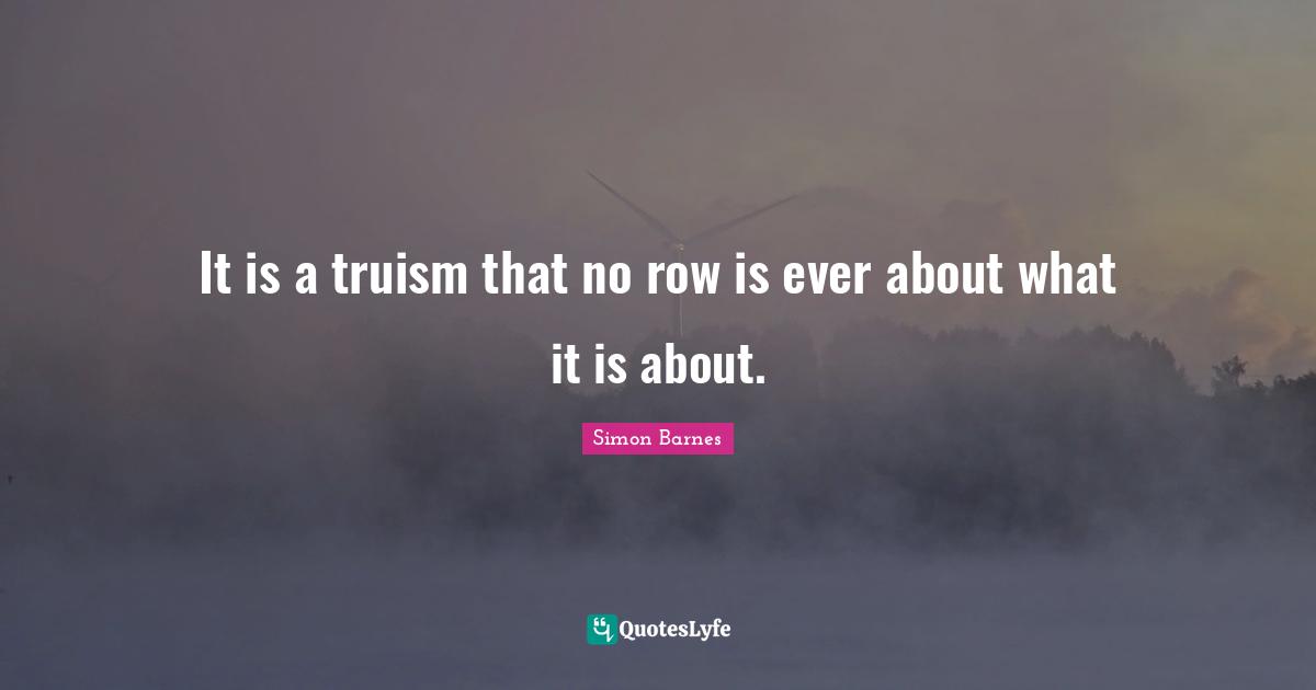 It is a truism that no row is ever about what it is about.