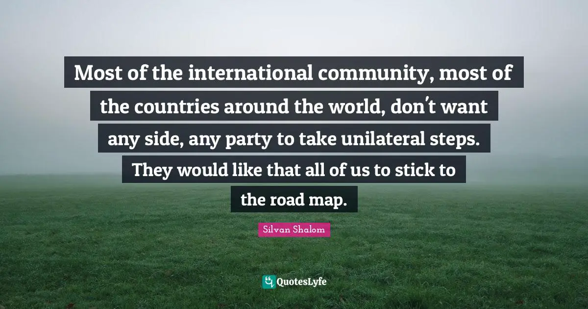 Most of the international community, most of the countries around the world, don't want any side, any party to take unilateral steps. They would like that all of us to stick to the road map.