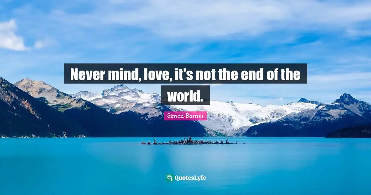 Horsemen Quotes: "Never mind, love, it's not the end of the world."