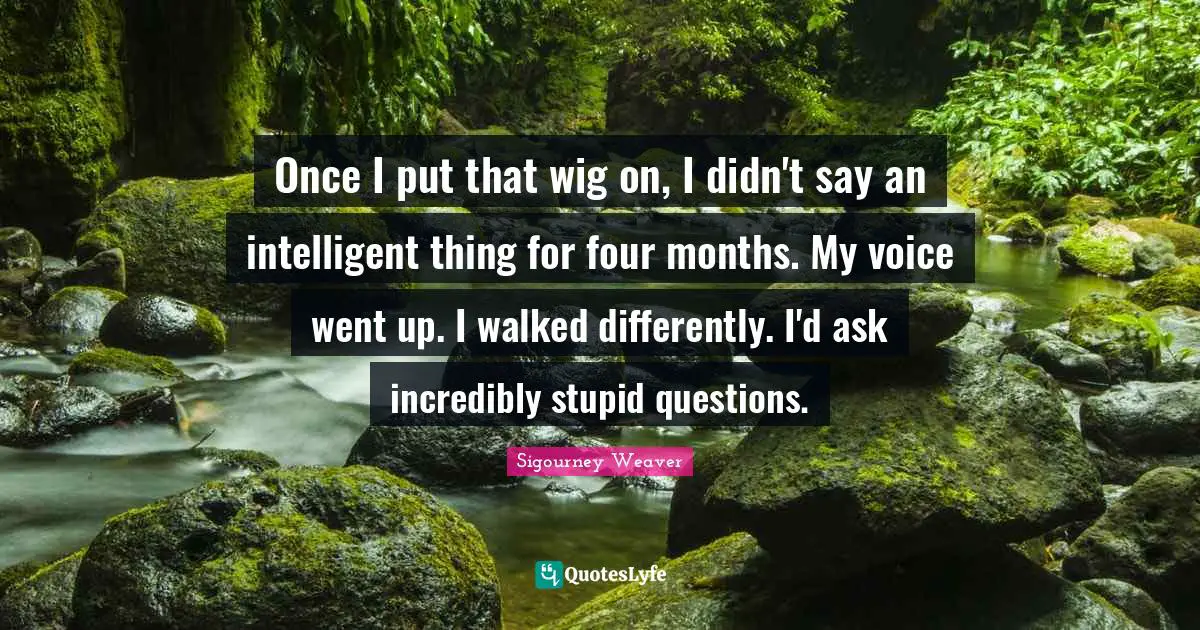 Once I put that wig on, I didn't say an intelligent thing for four months. My voice went up. I walked differently. I'd ask incredibly stupid questions.
