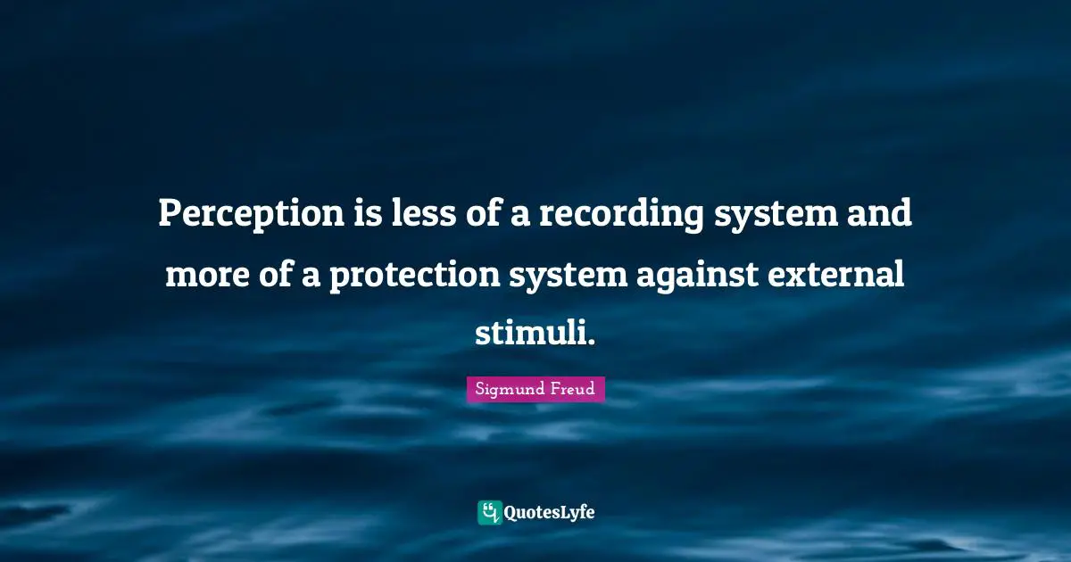 Perception is less of a recording system and more of a protection system against external stimuli.