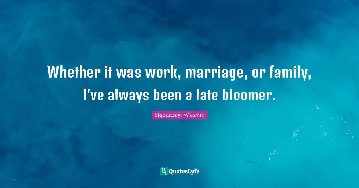 Whether it was work, marriage, or family, I've always been a late bloomer.