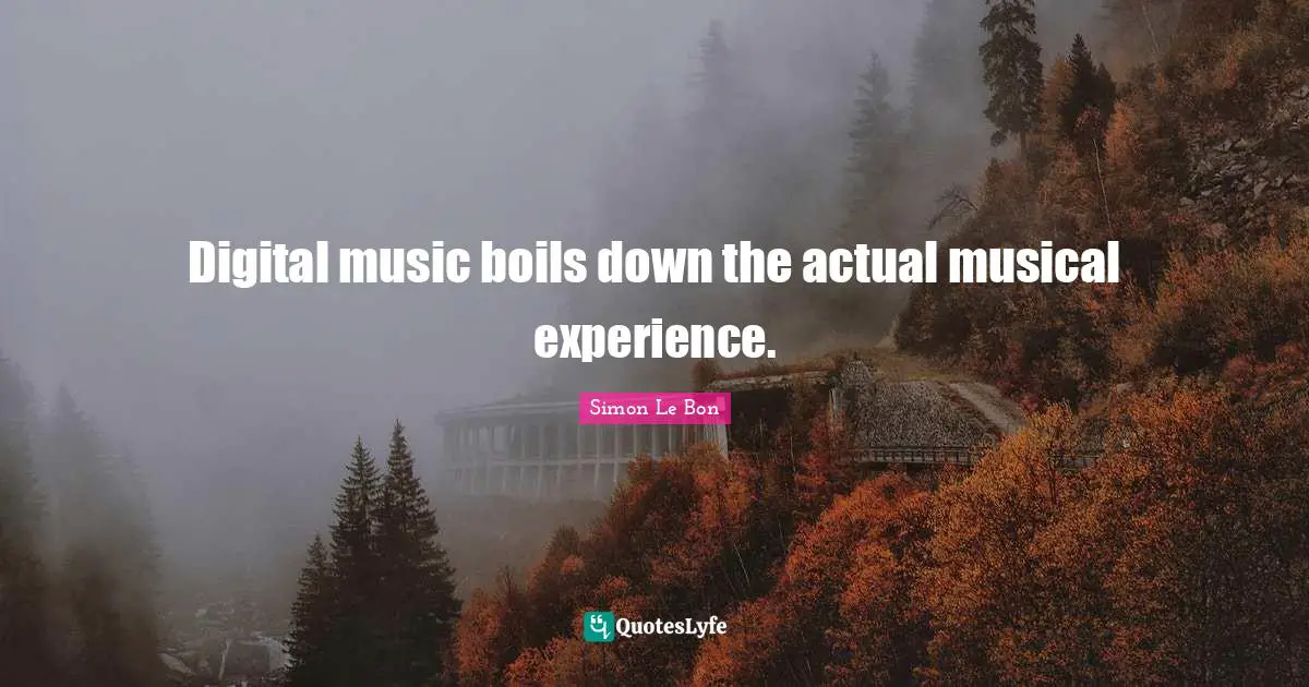 Digital music boils down the actual musical experience.