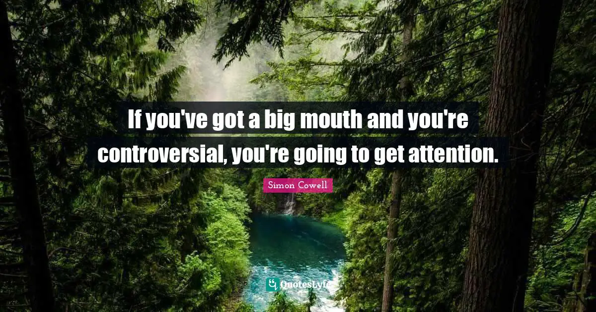 If you've got a big mouth and you're controversial, you're going to get attention.