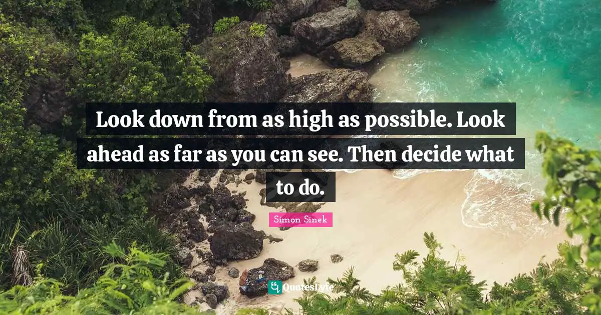 Look down from as high as possible. Look ahead as far as you can see. Then decide what to do.