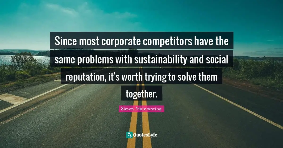 Since most corporate competitors have the same problems with sustainability and social reputation, it's worth trying to solve them together.