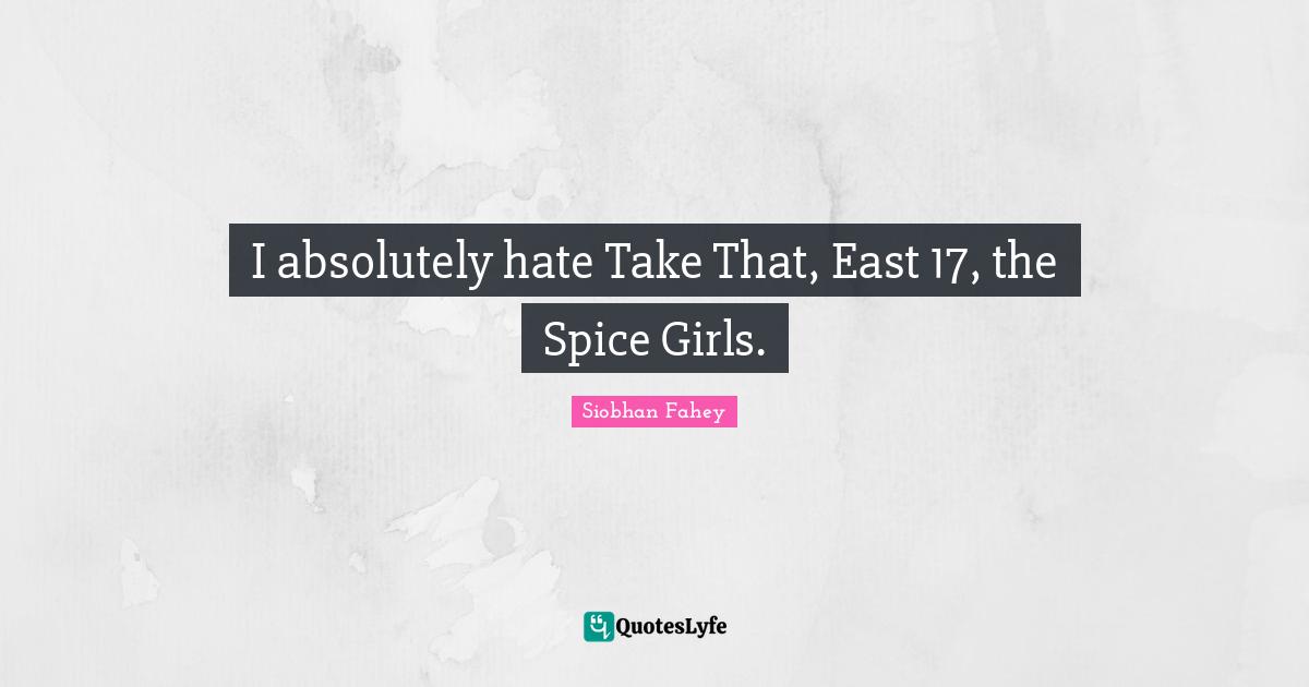 I absolutely hate Take That, East 17, the Spice Girls.