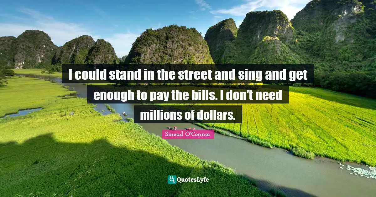 I could stand in the street and sing and get enough to pay the bills. I don't need millions of dollars.