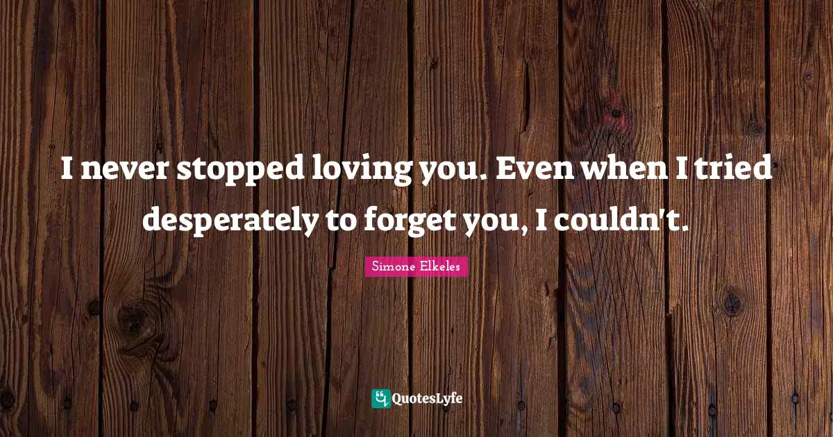 I never stopped loving you. Even when I tried desperately to forget you, I couldn't.