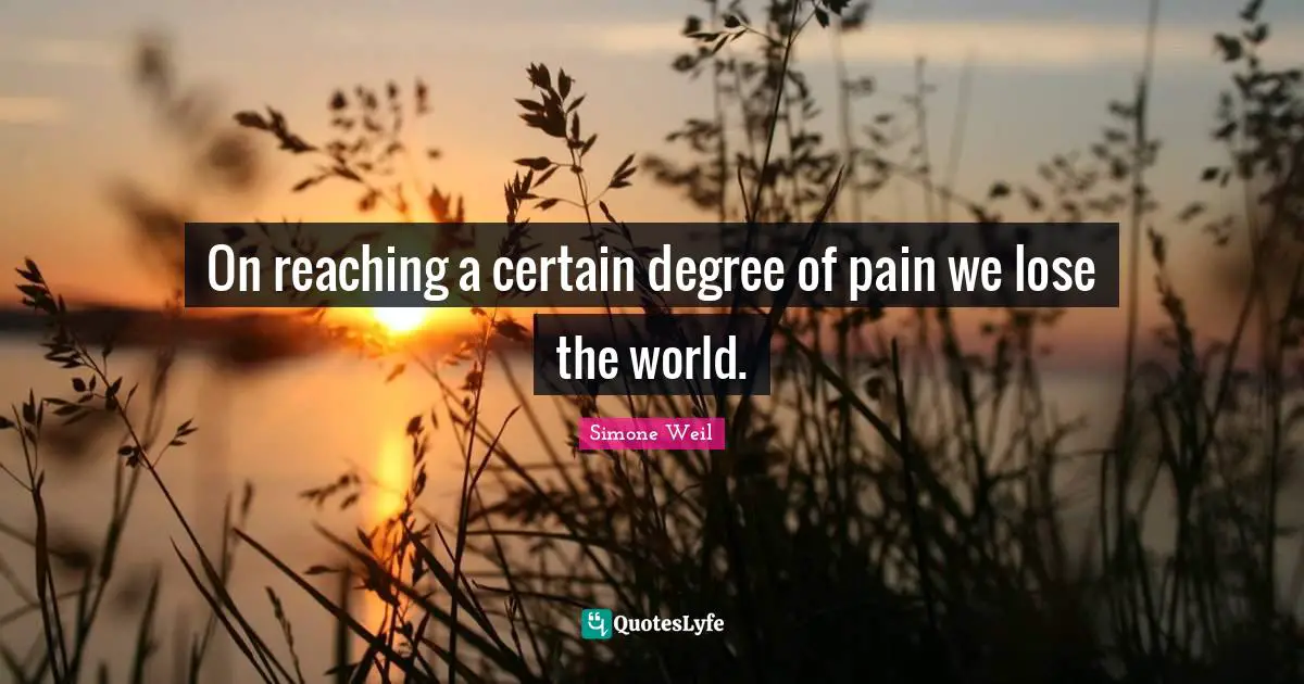 On reaching a certain degree of pain we lose the world.