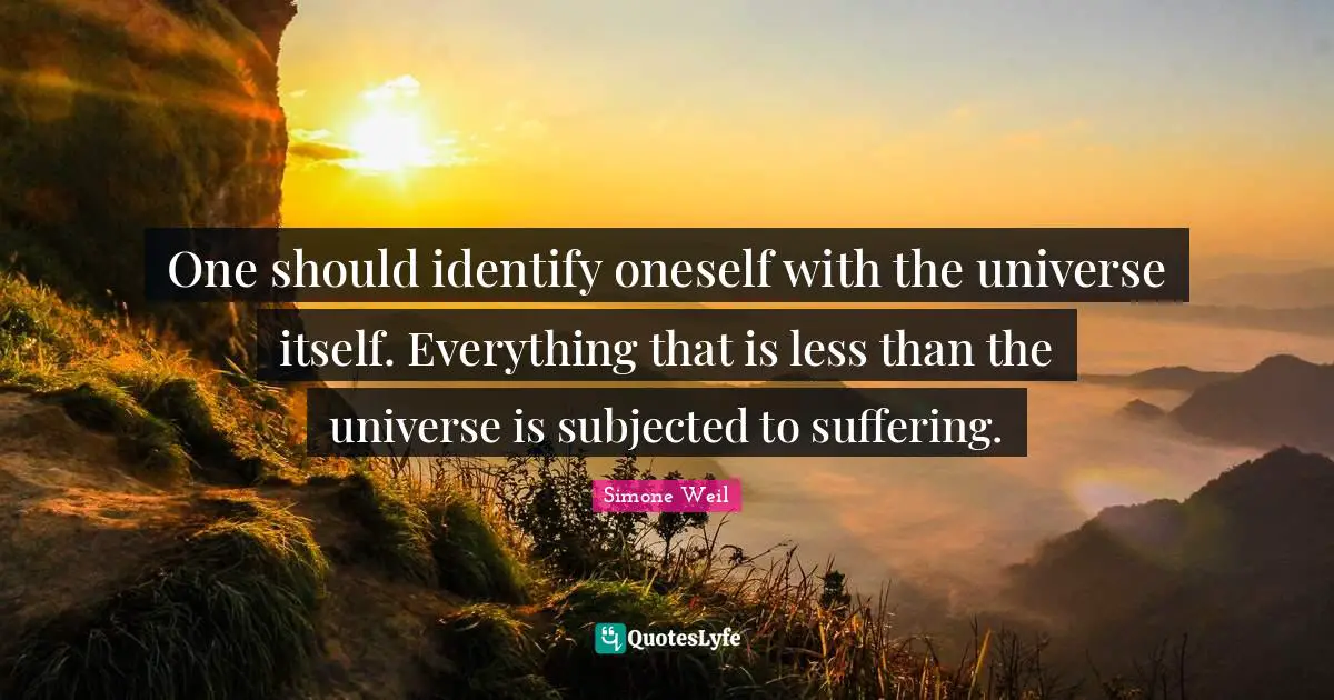 One should identify oneself with the universe itself. Everything that is less than the universe is subjected to suffering.