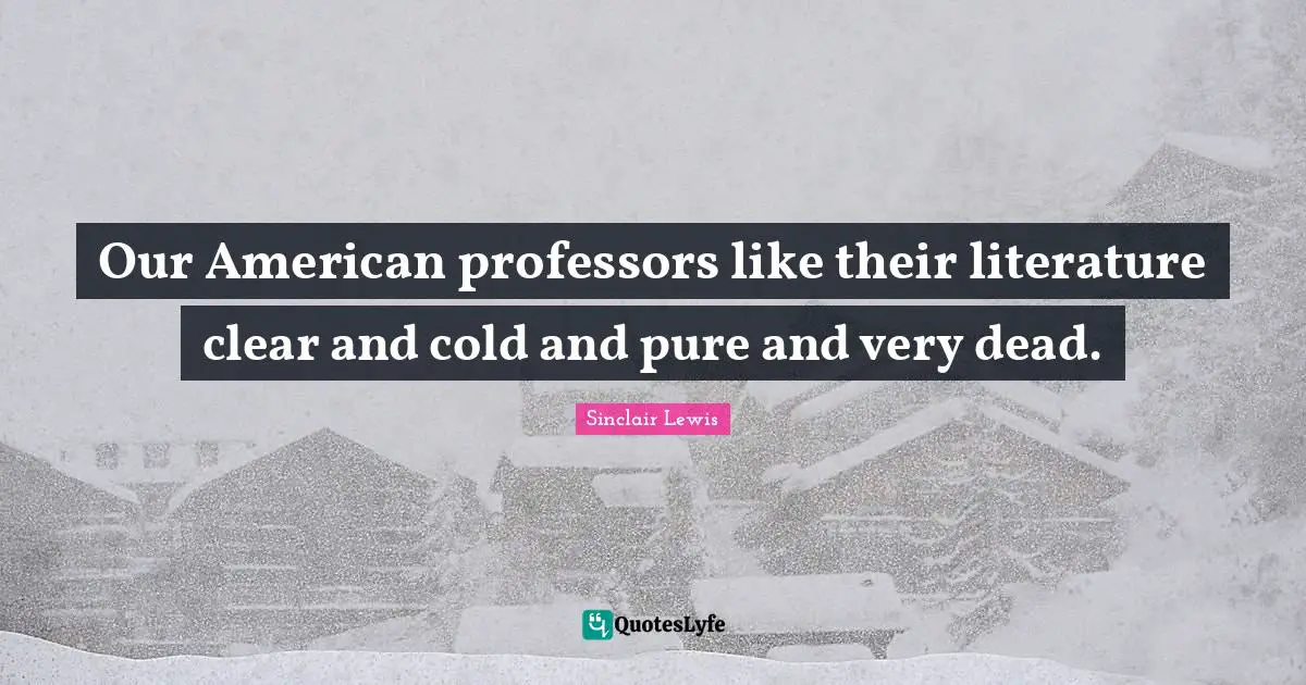 Our American professors like their literature clear and cold and pure and very dead.