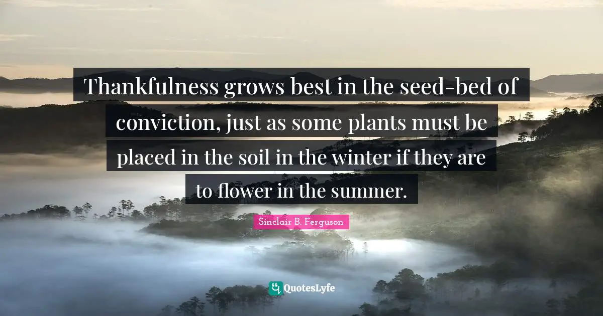 Thankfulness grows best in the seed-bed of conviction, just as some plants must be placed in the soil in the winter if they are to flower in the summer.