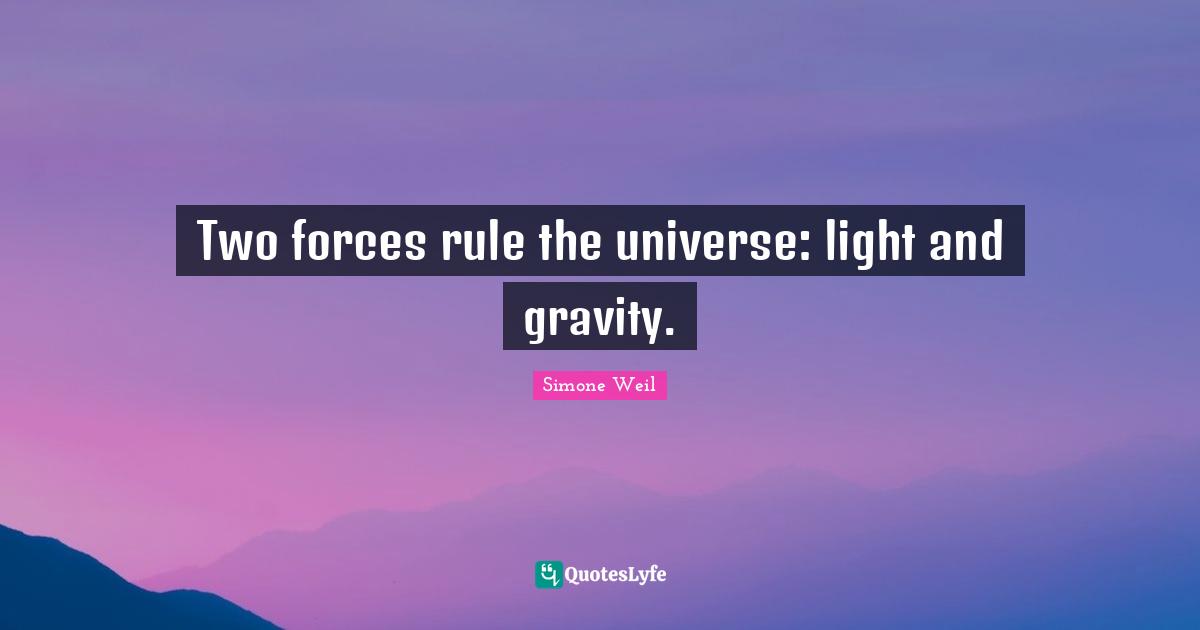 Two forces rule the universe: light and gravity.