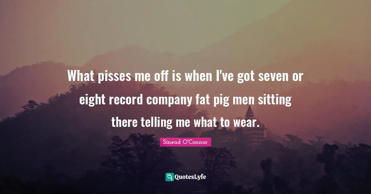 What pisses me off is when I've got seven or eight record company fat pig men sitting there telling me what to wear.