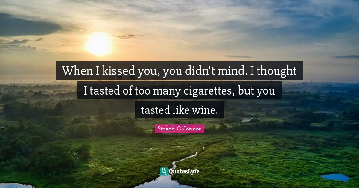 When I kissed you, you didn't mind. I thought I tasted of too many cigarettes, but you tasted like wine.