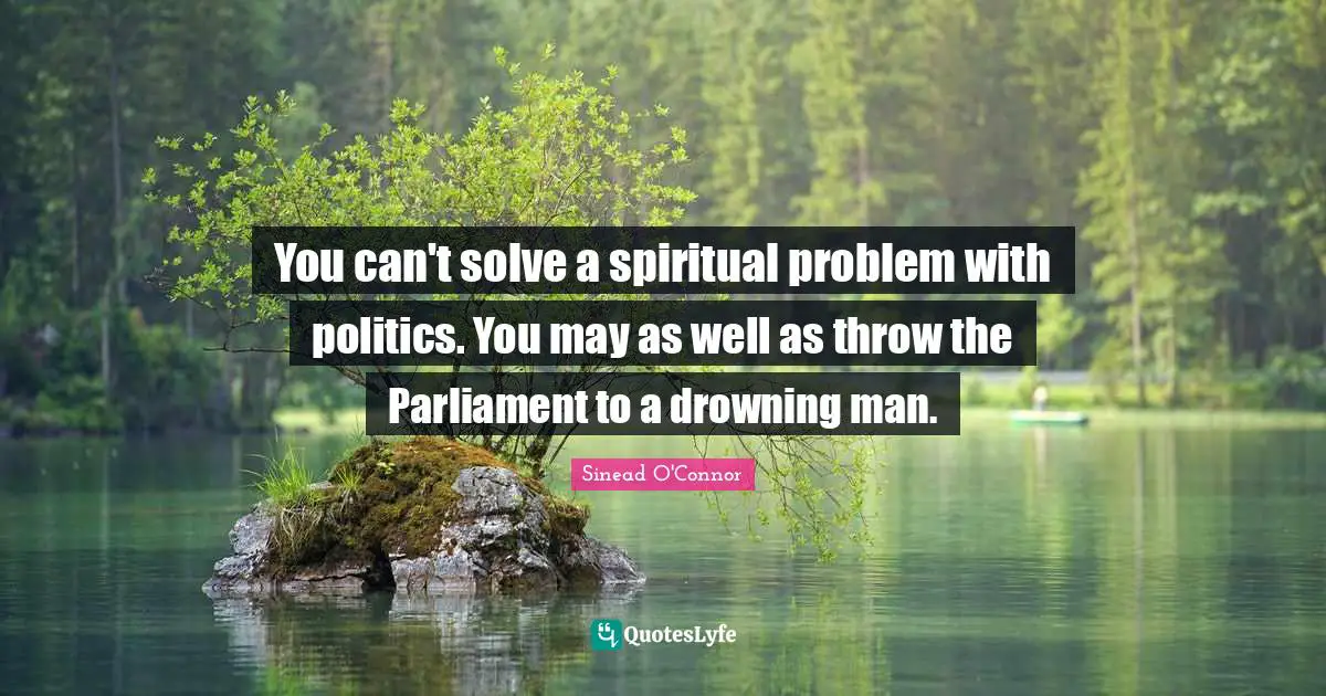 You can't solve a spiritual problem with politics. You may as well as throw the Parliament to a drowning man.