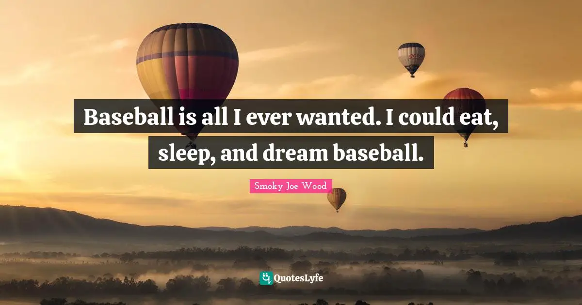 Baseball is all I ever wanted. I could eat, sleep, and dream baseball.