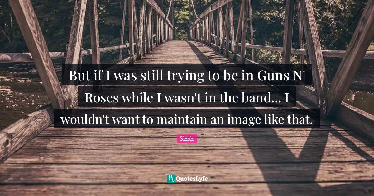 But if I was still trying to be in Guns N' Roses while I wasn't in the band... I wouldn't want to maintain an image like that.