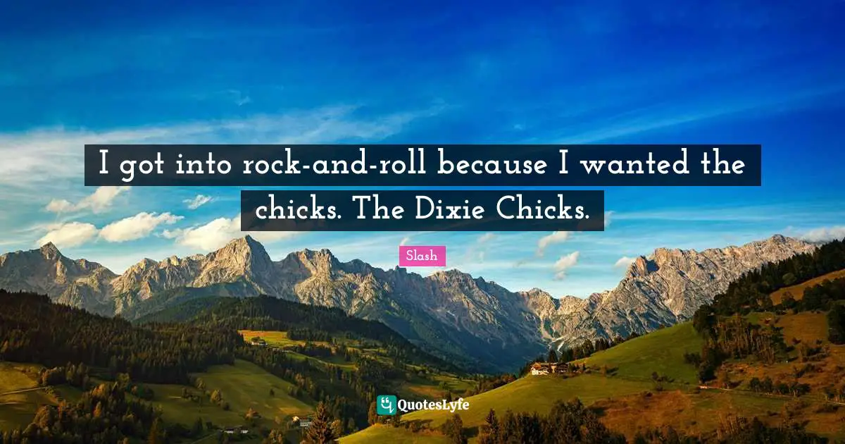 I got into rock-and-roll because I wanted the chicks. The Dixie Chicks.