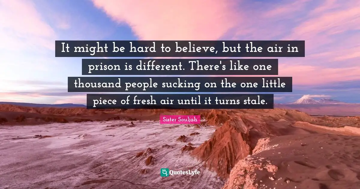 Stale Quotes: "It might be hard to believe, but the air in prison is different. There's like one thousand people sucking on the one little piece of fresh air until it turns stale."