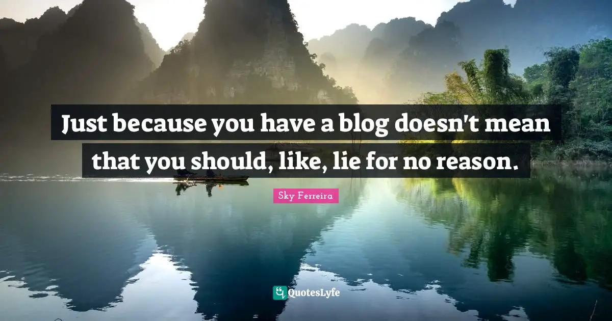 Just because you have a blog doesn't mean that you should, like, lie for no reason.