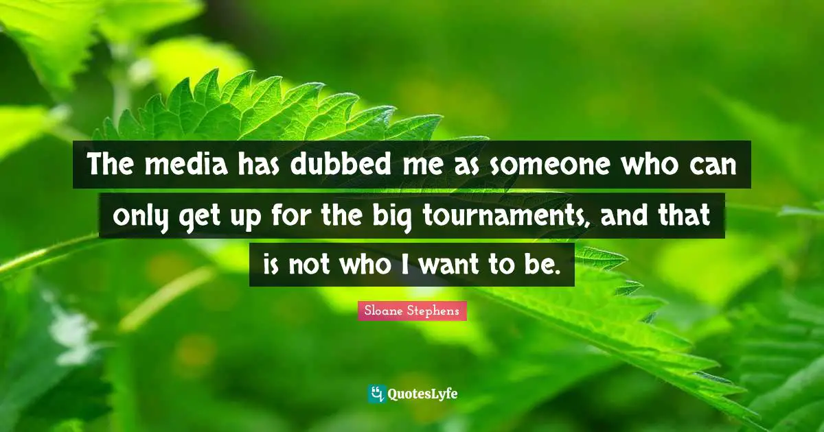 The media has dubbed me as someone who can only get up for the big tournaments, and that is not who I want to be.