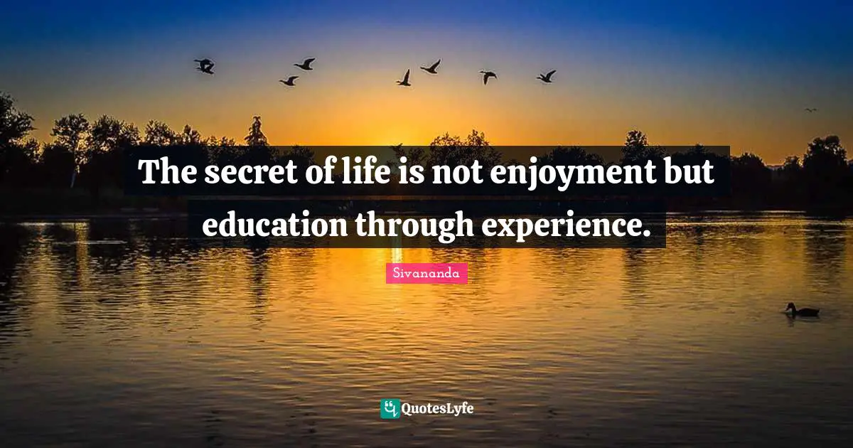 The secret of life is not enjoyment but education through experience.