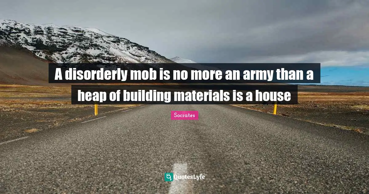 A disorderly mob is no more an army than a heap of building materials is a house