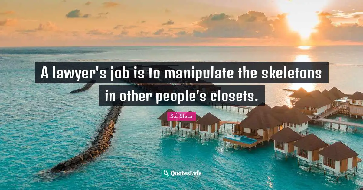 A lawyer's job is to manipulate the skeletons in other people's closets.